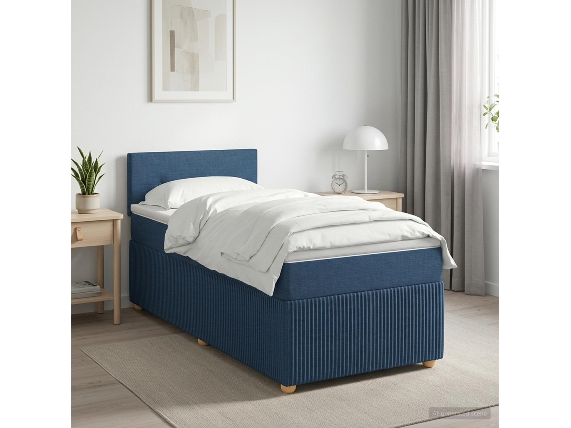 Vidaxl Cama Box Spring Com Colchão Azul 80 X 200 Cm Tecido