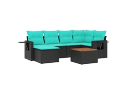 Conjunto de Sofá de Jardim, 7 Peças, Almofadas, Rattan Preto MAISON EXCLUSIVE