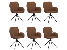 Vidaxl Cadeiras De Jantar Giratórias 6 Pcs Couro Suede Sintético