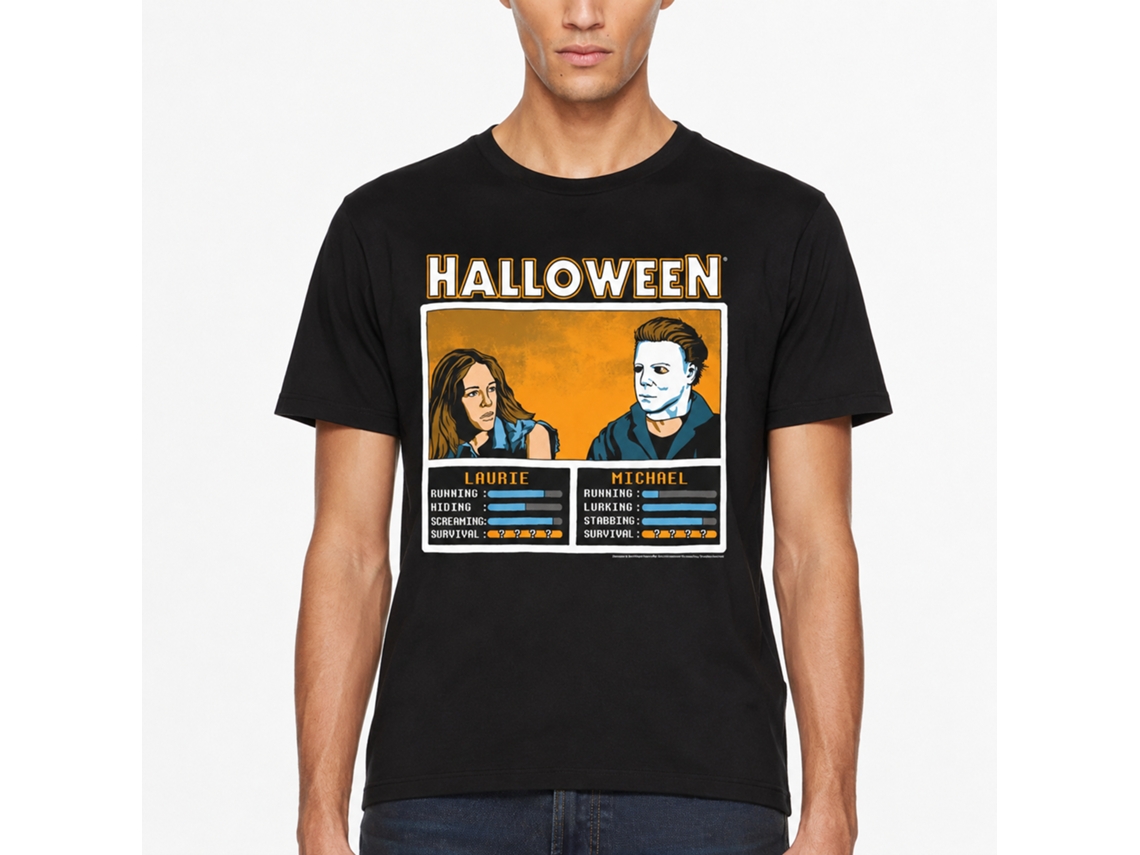 Rockinstone Halloween Movie Face Off No Knives Black Adult T-shirt Size:xl
