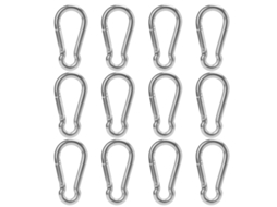 12pcs Carabinas Aço Inoxidável 8x80mm