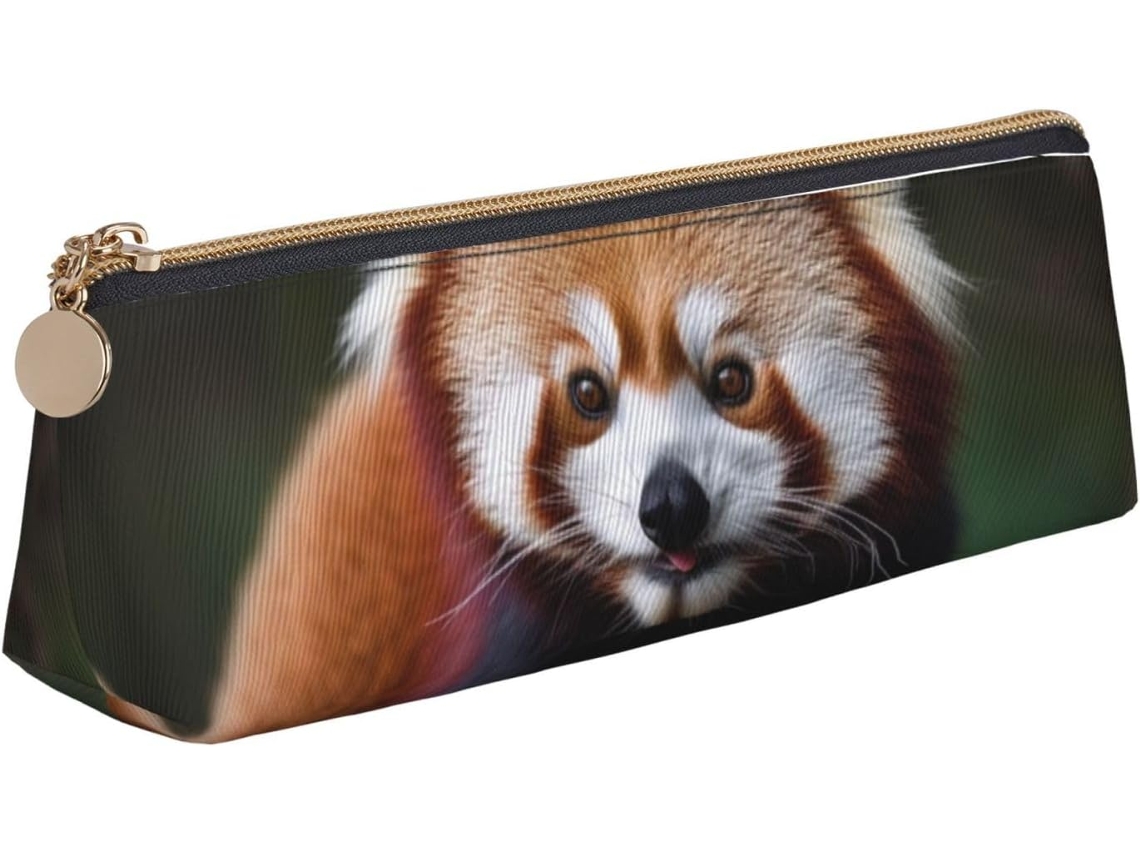 Estojo Triangular De Panda Vermelho, Caixa De Lápis Multifuncional Para Casa, Mulheres E Adultos.