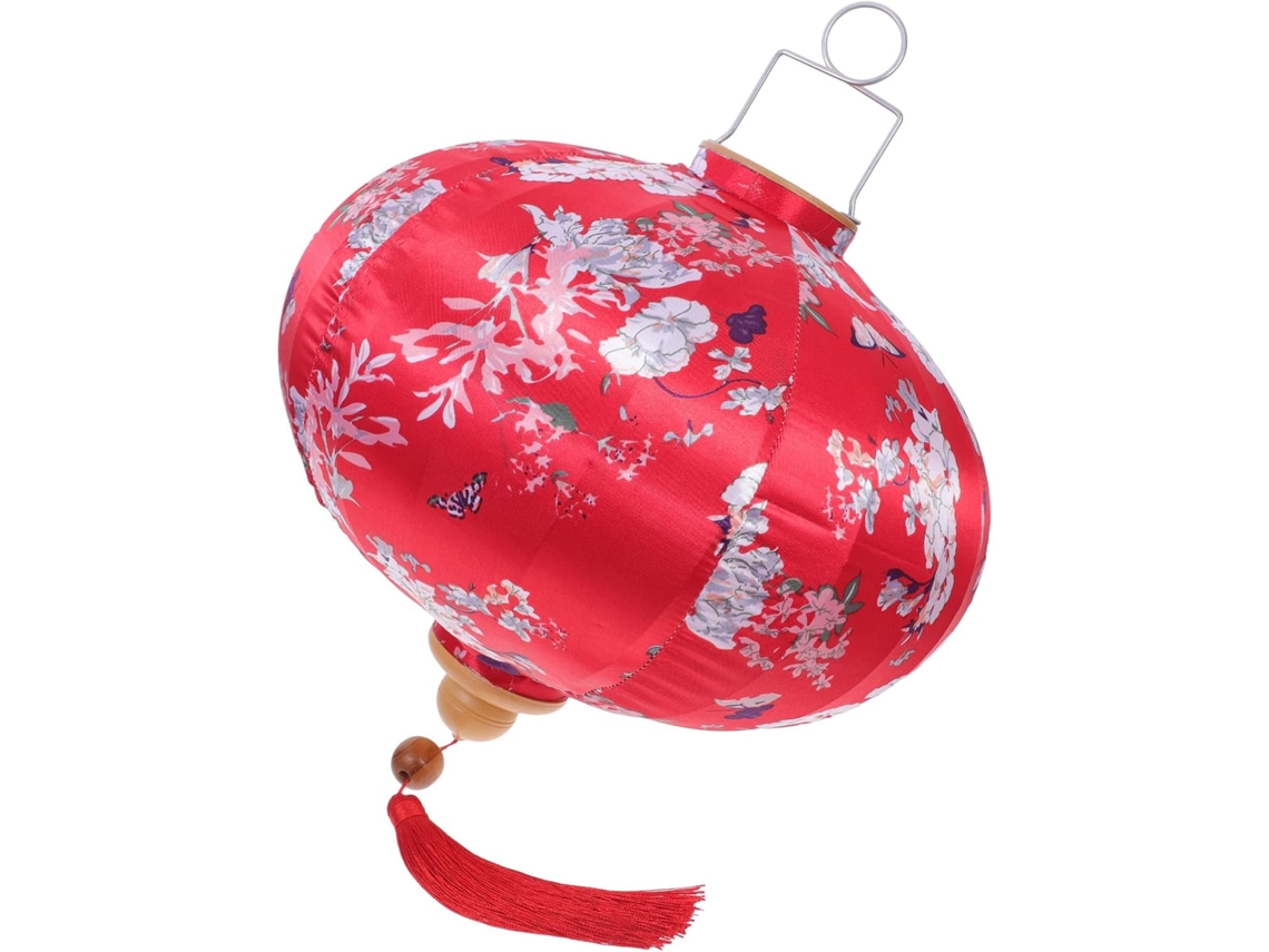 Lanterna Suspensa Estilo Antigo, 30 Cm, Com Estampa Vermelha E Flores, Em Prova D'água, Para Decoração Externa.
