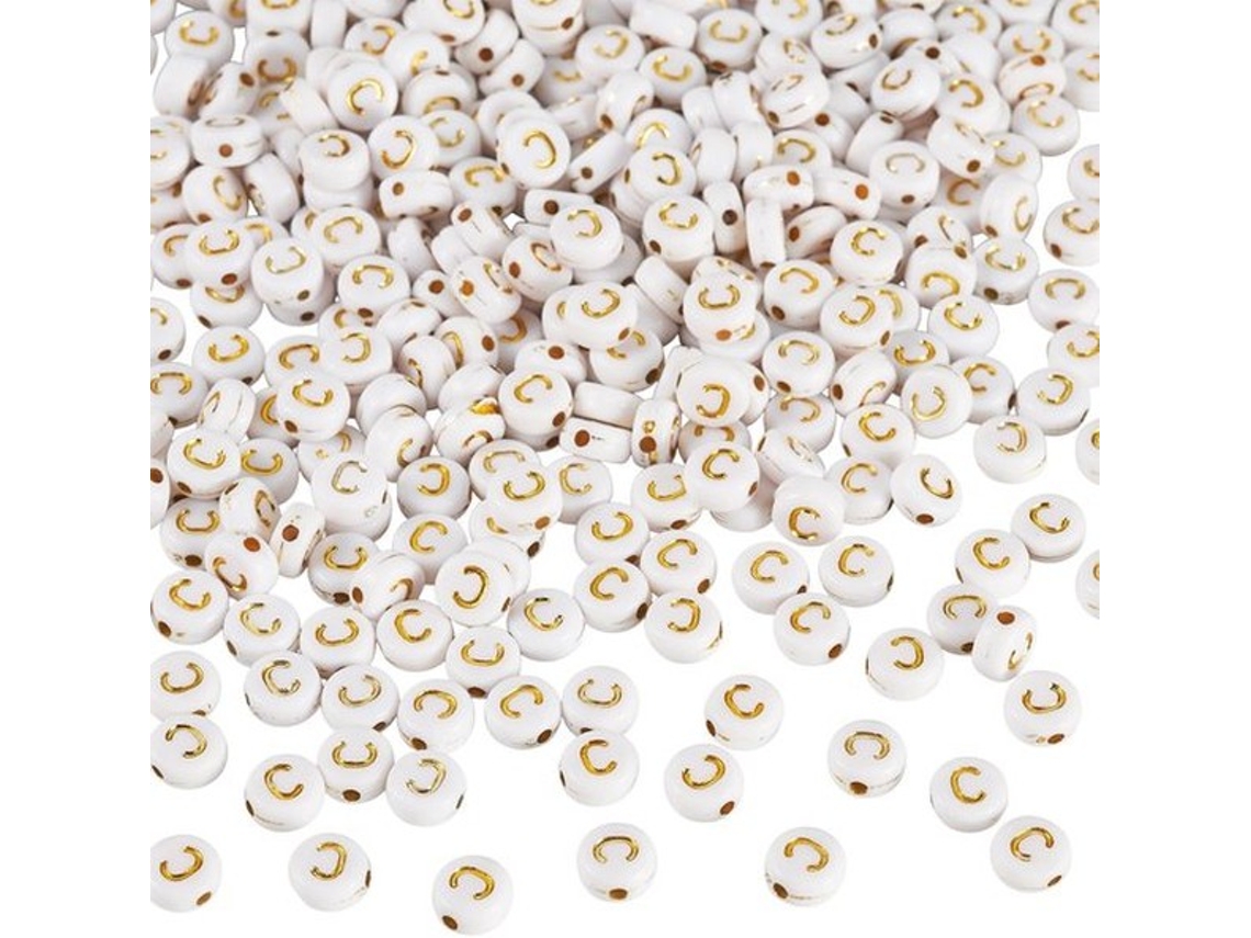 Cordão De Acrílico 500 Unidades - Metal Dourado - Disco Plana - 7mm De Diâmetro - Perfeito Para Fazer Joias - Alfabeto De Cordões