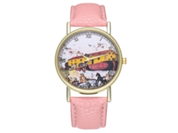 Reloj De Pulsera Analógico De Cuarzo Con Dial Redondo Para Mujer Y Hombre Rosa Zhoulianfa