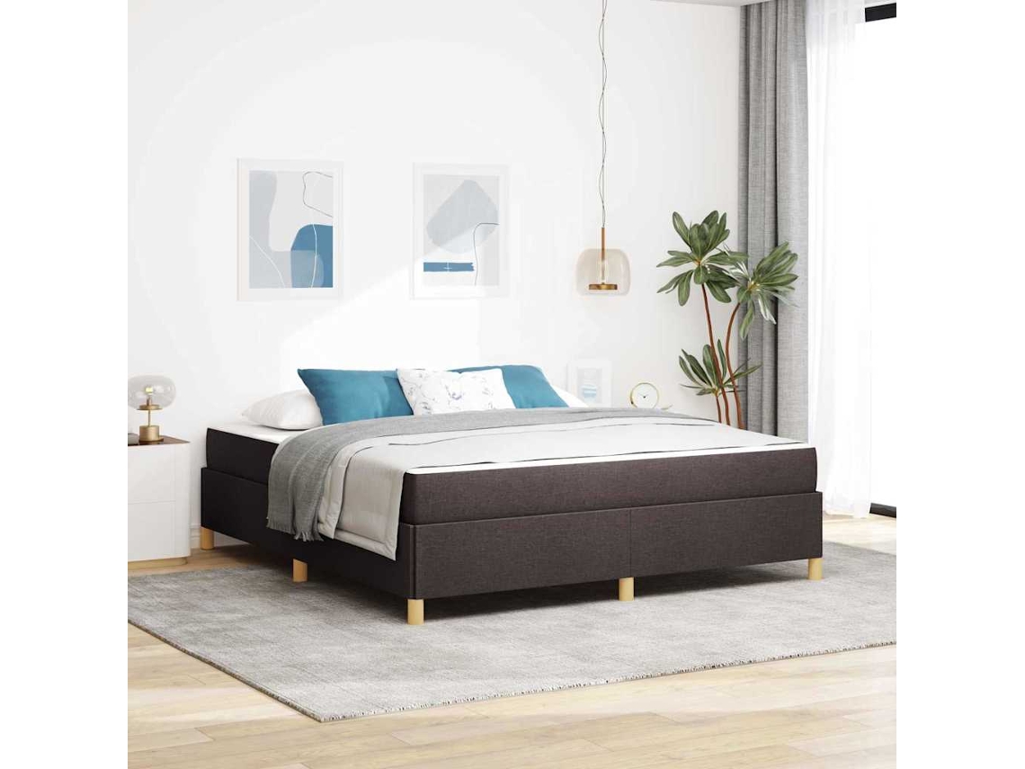 Vidaxl Estrutura Da Cama Com Colchão Marrom Escuro 180 X 200 Cm Tecido