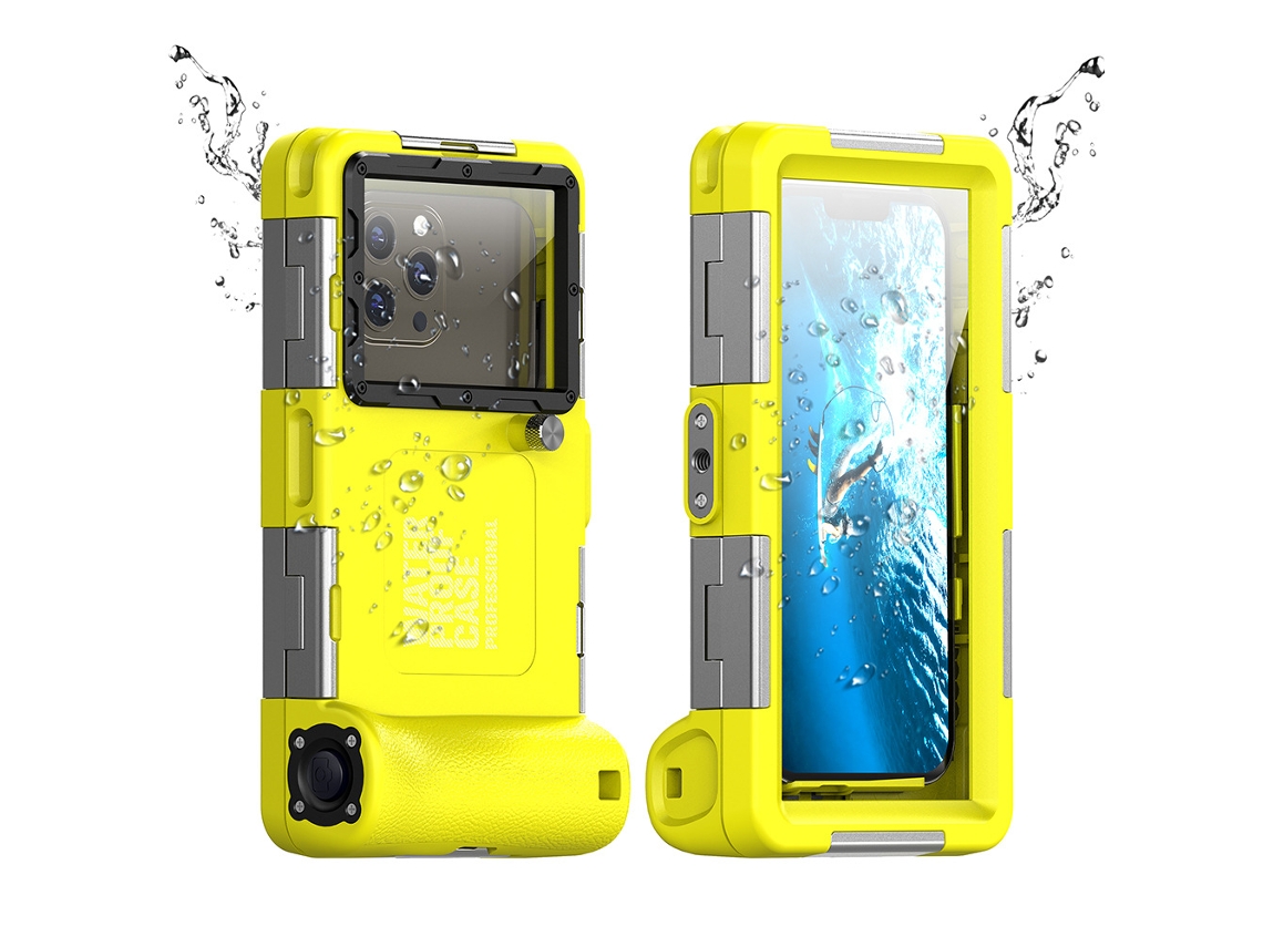 Capa Yuysan Compatível Com Iphone 6 Até Iphone 16 Pro Max, Impermeável Até 15m, Amarelo E Preto