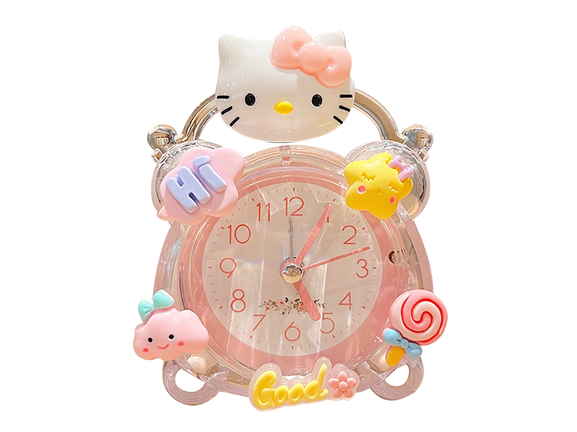 Reloj Despertador Infantil Cartoonyito Gato Rosa Cálido Decorativo Portátil Para Niños