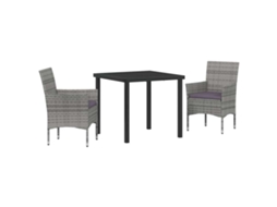 Conjunto de Jantar para Jardim 3 Pcs - Móveis de Jardim para Refeição Cinzeto Vime Pe HARLANV1