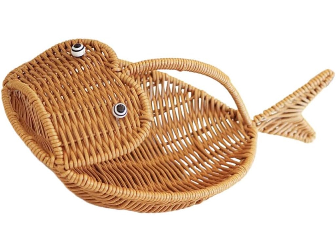 Cesta De Frutas Forma De Pez, Cesta Tecida De Plástico