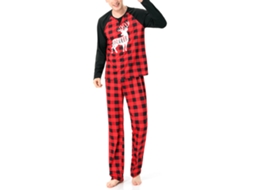 Laxiscreed Pijamas Natalícios Para Família Com Estampa De Veado, Macacão De Manga Longa Para Festas De Natal Mulher Xl
