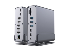 Estação de Ancoragem YIZHOOD 15 em 1 Usb-C 100W Host de Carregamento Rápido / Usb 2.0 / 3.0 Hub / Hdmi 4K60Hz / Pd 4K / 60Hz / Rj45 Cinza