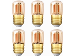 2026 lâmpada Led Tubular Mini, 1w T28 E27 2200k Branco Quente 80lm Vidro Âmbar 6 Pacotes