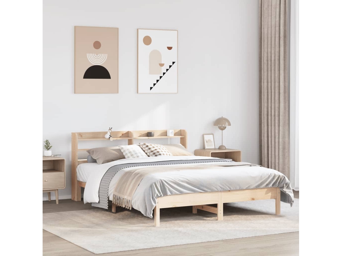 Cama Sem Colchão 135x190 Cm Madeira De Pinho Maciça