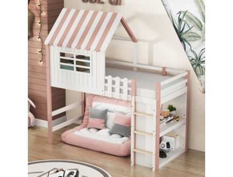 Cama Infantil 90x200 Cm Alta E Baixa Cama Para Meninos E Meninas Cama Doméstica Formato De Telhado Com Escada De Segurança Com Compartimento De Arma