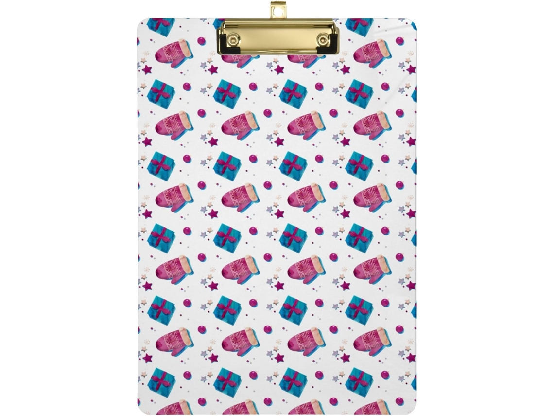 Mini Prancheta de Plástico com Estampa Presente Natal 31,8 X 22,9 0,3 Cm Durável Resistente