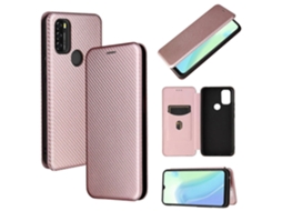 Capa De Tpu Pc Couro Pu Com Compartimento Para Cartão Para Blackview A70 (2021) Com Textura De Fibra De Carbono E Flip Horizontal