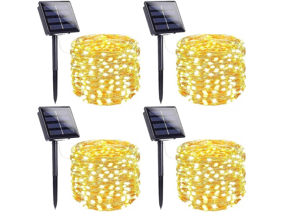 Kit com 4 cordões de luzes solares com 800 Leds para festas AQUAFORGE