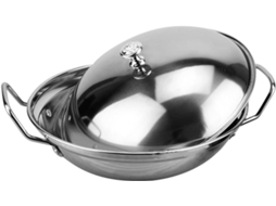 Panela De Aço Inoxidável De 23 Cm Com Tampa Anti Transbordamento, Alça Dupla Ergonômica, Utensílio I Gokoco