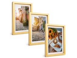 Pinturas Murais Modernasruas De Café, Girassóis Moldura Dourada Fotos Para O Corredor Espelharte (3 Peças 20x30 Cm)