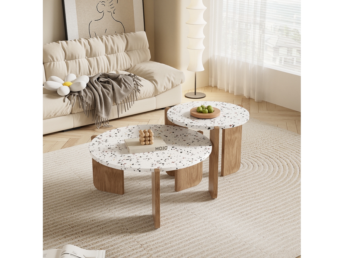 Conjunto Moderno De Mesa De Centro E Mesa Lateral Para Sala De Estar E Varanda, Ideal Para Sofás, Com 2 Peças. Mega Echo Trade Shop