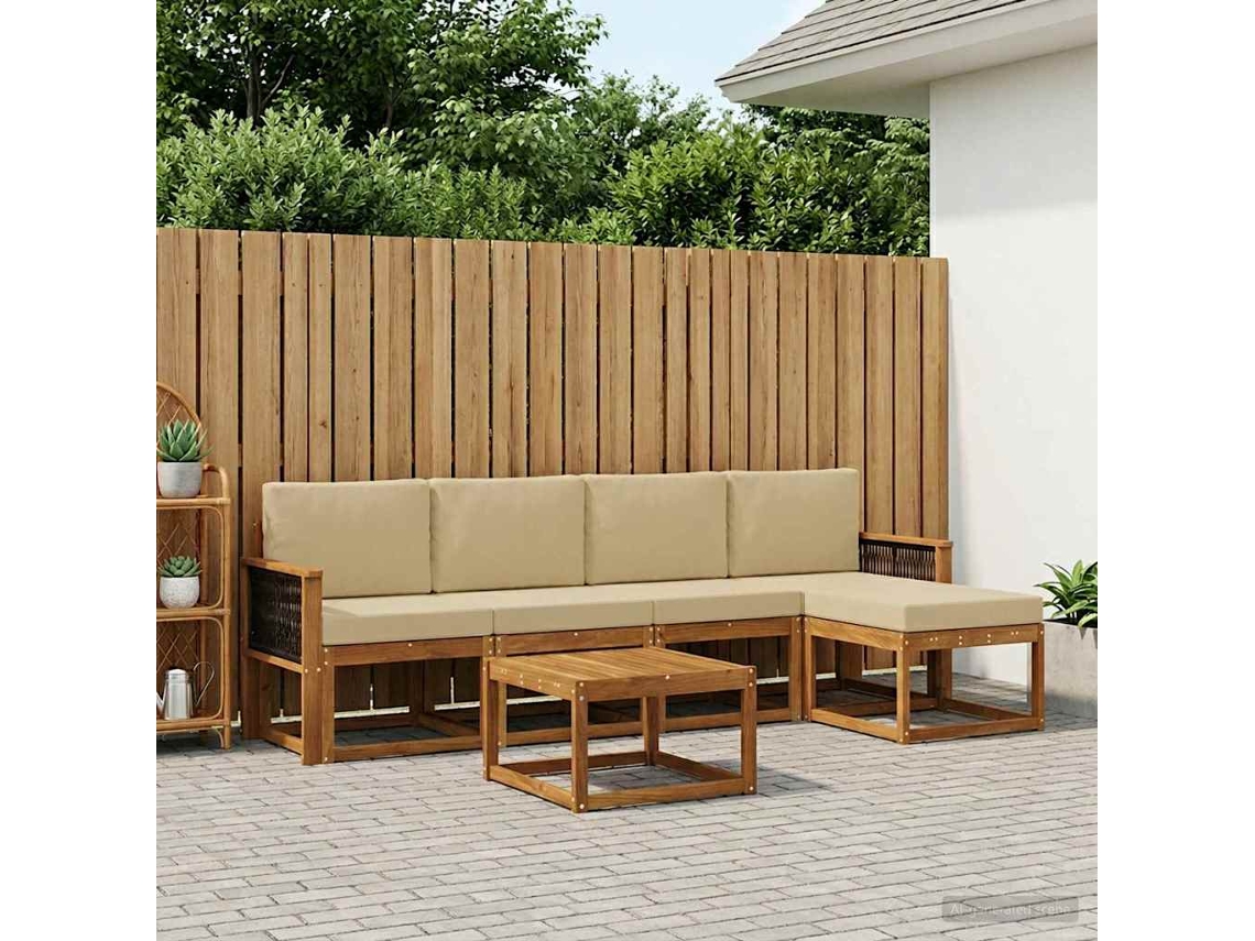 Vidaxl Conjunto De Sofás Para Exterior 6 Unid. Natural E Bege