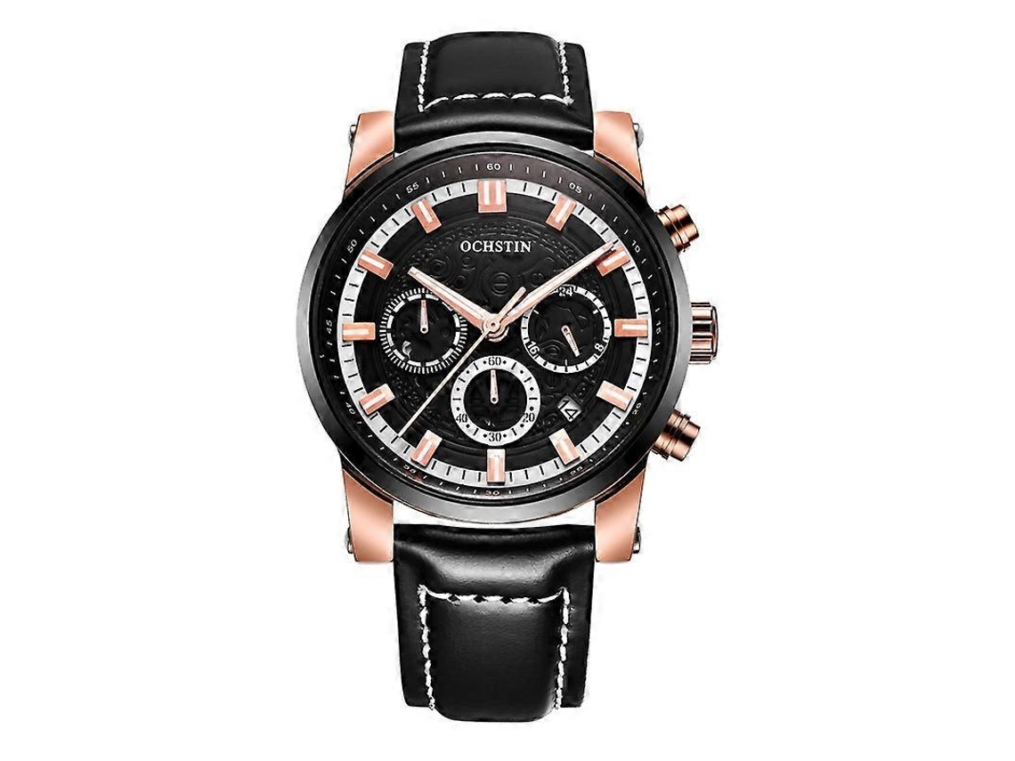 Relógio De Quartzo Multifuncional Ochstin 5111b Para Negócios, À Prova D'água E Com Pulseira De Couro Luminosa.