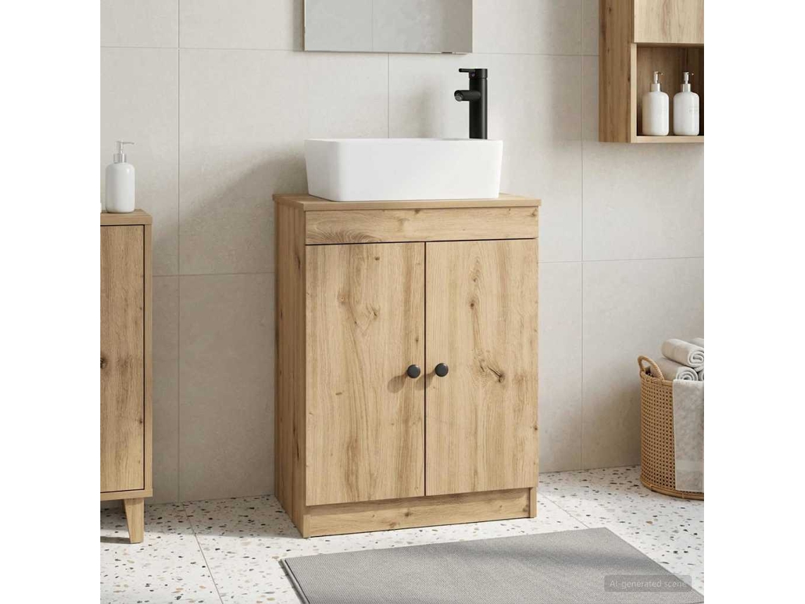 Vidaxl Gabinete De Banheiro Com Pia Carvalho Arttisan 54 X 35 X 83 Cm