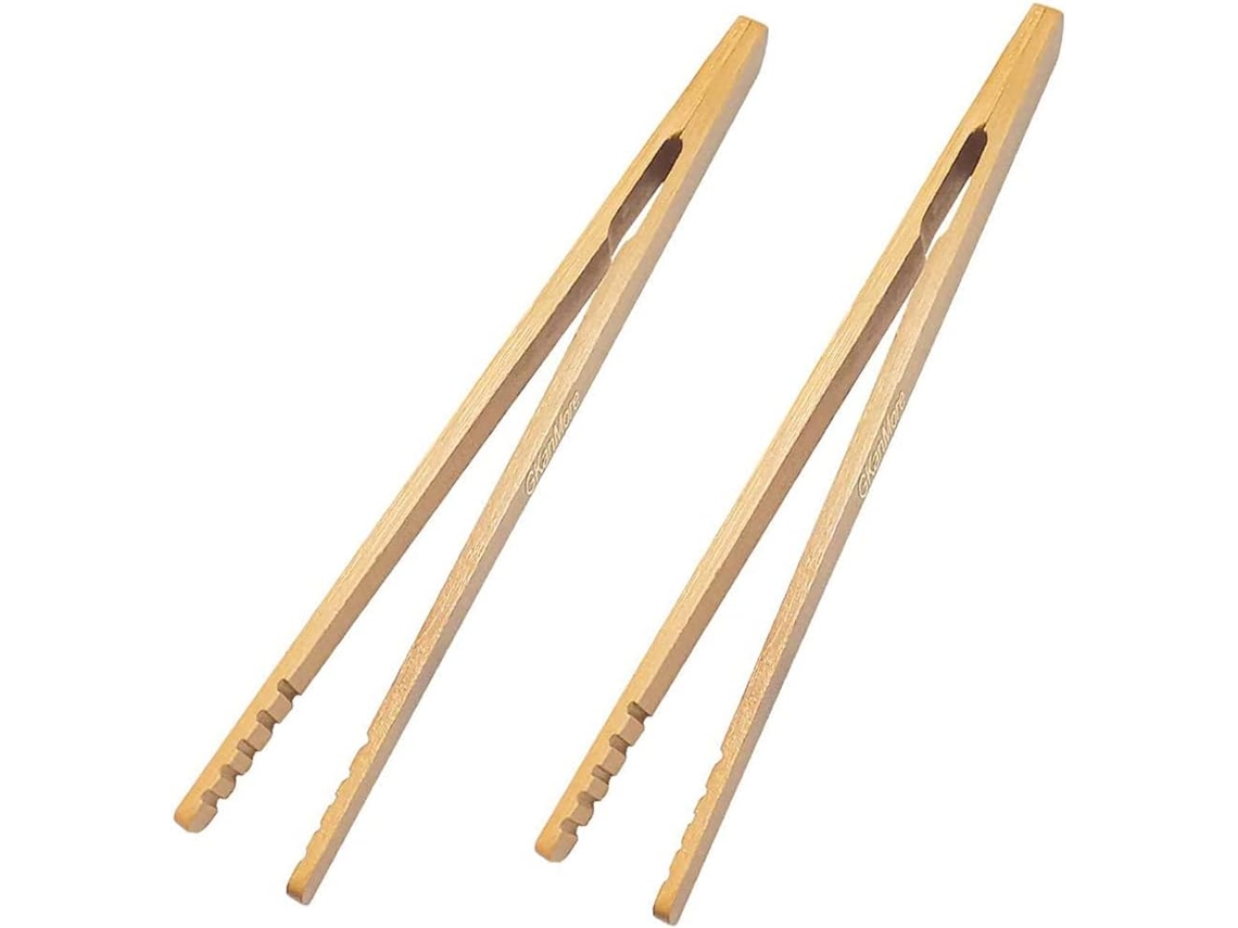 Jogo De 2 Pinças De Cozinha De Bambu De 18 Cm Para Torradas, Chá, Pão E Conservas. Igvtrade