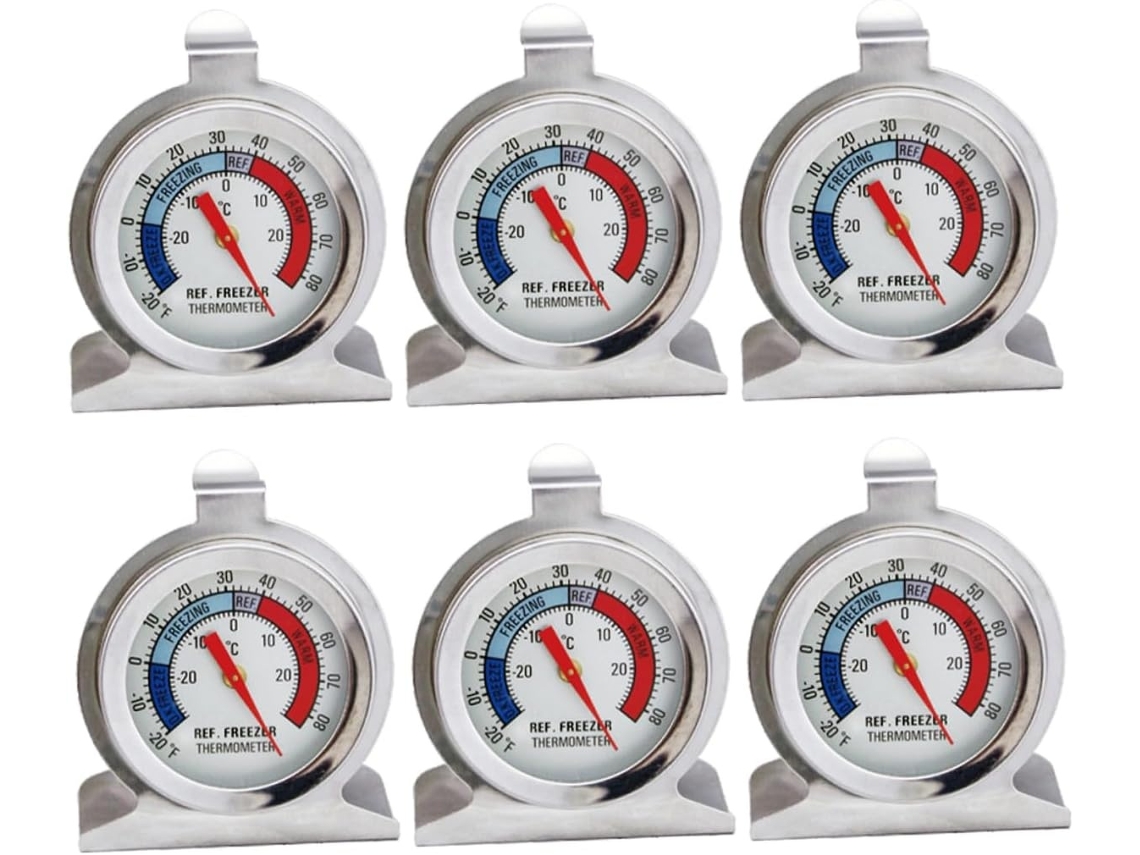 Lurelia Termómetro Analógico, 6 Peças, Para Frigorífico E Congelador, Visor Fácil Leitura, Aço Inoxidável