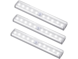 Kit Com 3 Unidades De Luz Led Com Sensor De Movimento, Recarregável, Usb, Magnética, 10 Led