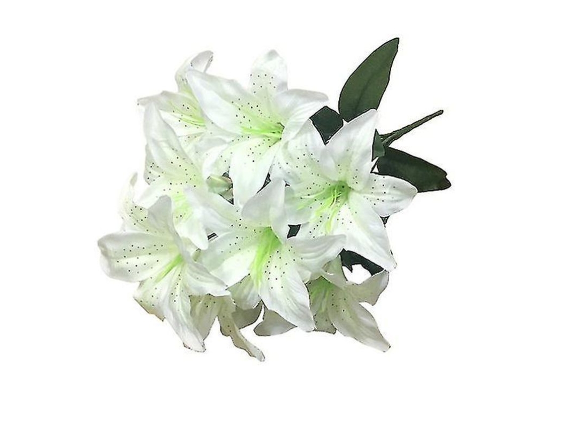 2pcs Lírio Artificial 10 Cabeças Flor Falsa Decor Para Casamento E Festas Blanco Lechoso