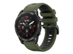 Bracelete Para Garmin Epix Pro (47mm) - Silicone Esportivo - Duas Cores (22mm) Verde Exército + Preto