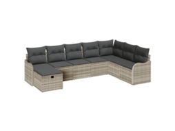 Conjunto 8 Conjunto De Sofá De Jardim Vidaxl Cinzento-claro Vime Pe (287,5 X 177,5 X 85 Cm)