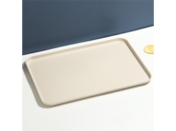 Bandeja Retangular de Plástico para Uso em Restaurantes e Residências, Ideal para Colocar Chá e Copos. MDUG (bege G)