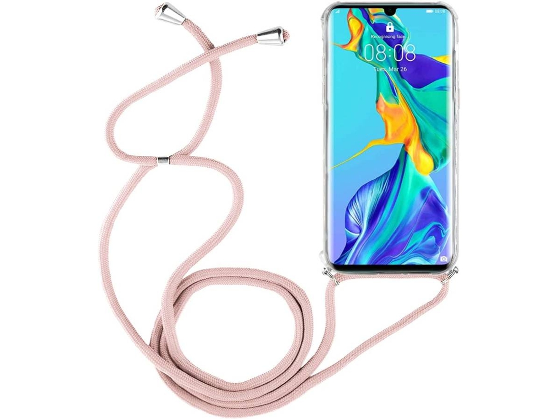 Capa Huawei P30 Pro HONGWE. Com corda Transparente, Rosa