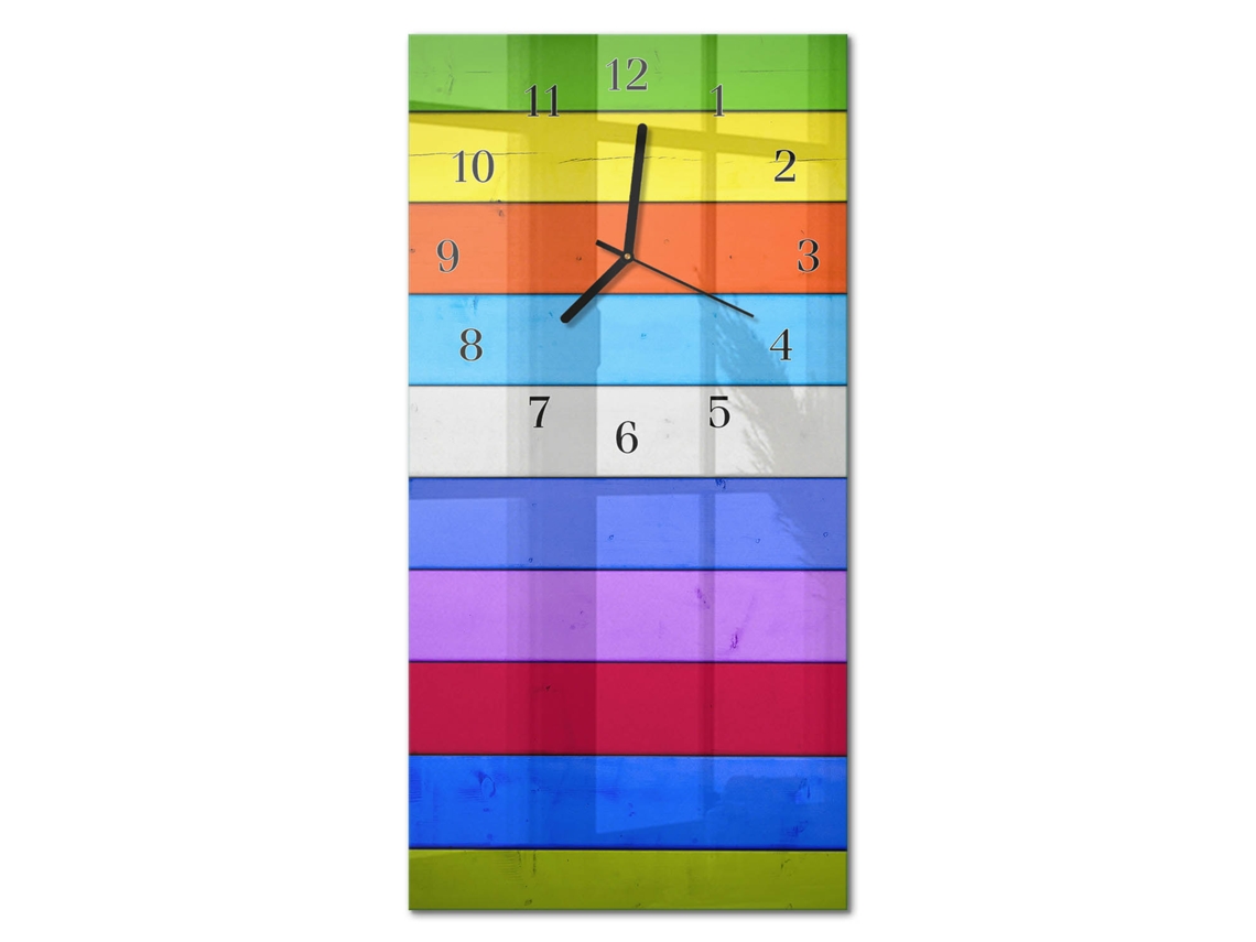 Relógio De Parede De Vidro Multicolor Espelharte (30x60 Cm)