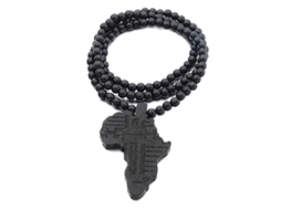 2026 collares de Mapa da África com Pingente de Madeira Colar de Contas Moda Hip Hop Joias para Homens Preto