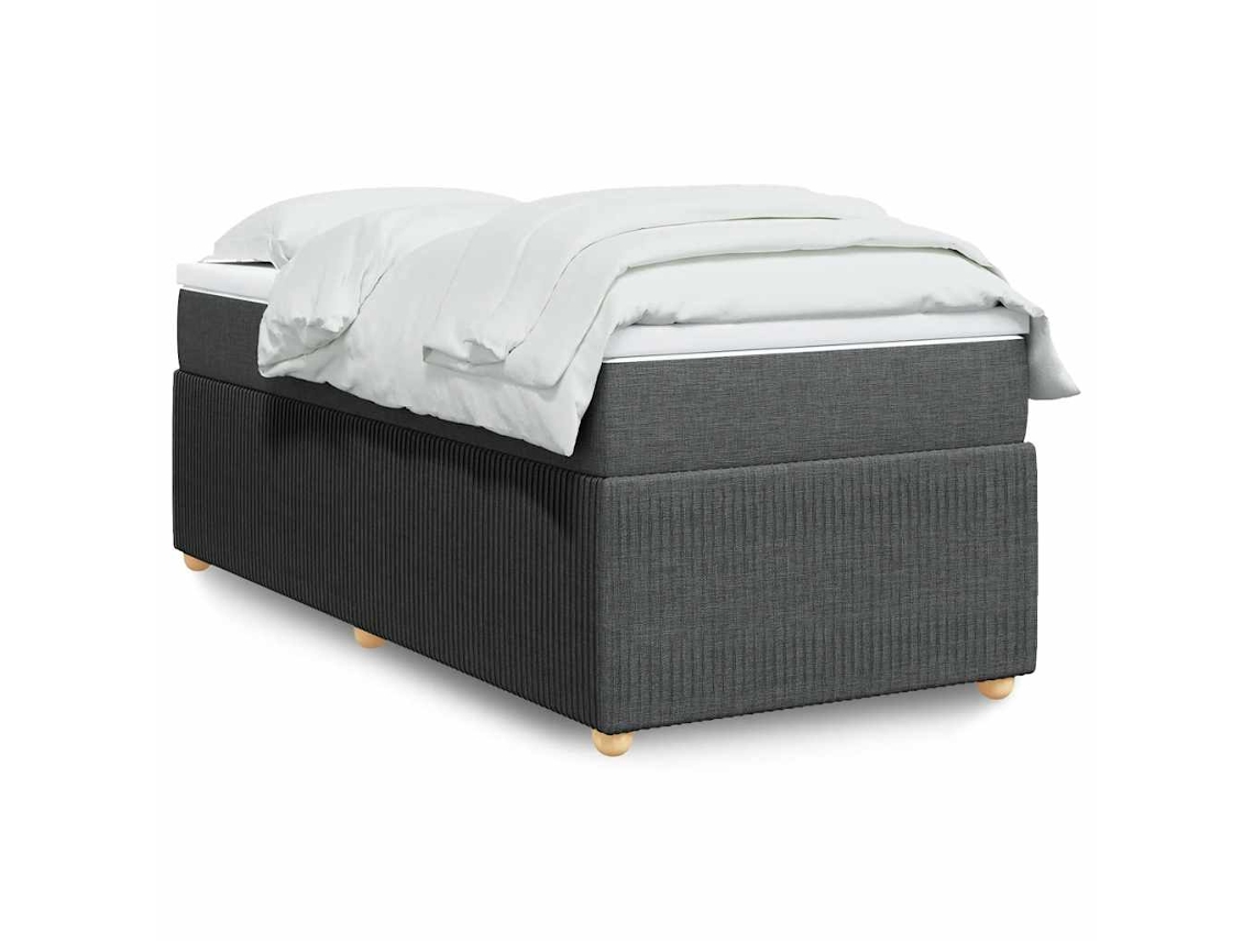 Cama Com Molas/colchão 90x190 Cm Tecido Cinza-escuro