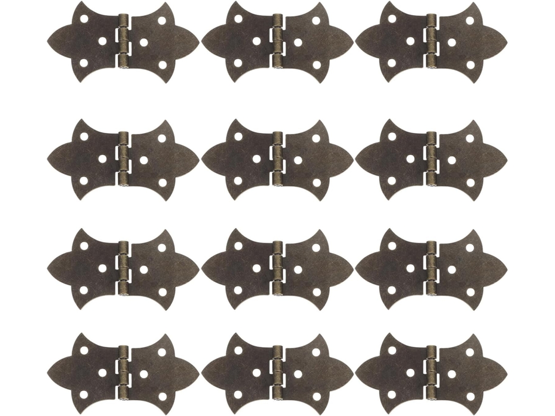Dobradiças Healeved Para Caixa De Joias Antigas, Espaçamento Entre Furos De 1, 7cm, Dobradiças Borboleta De Ferro, 12 Peças