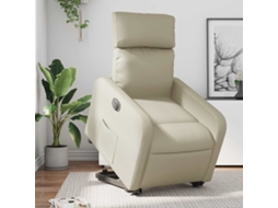 Vidaxl Poltrona Reclinável Elevatória Elétrica Couro Artificial Creme