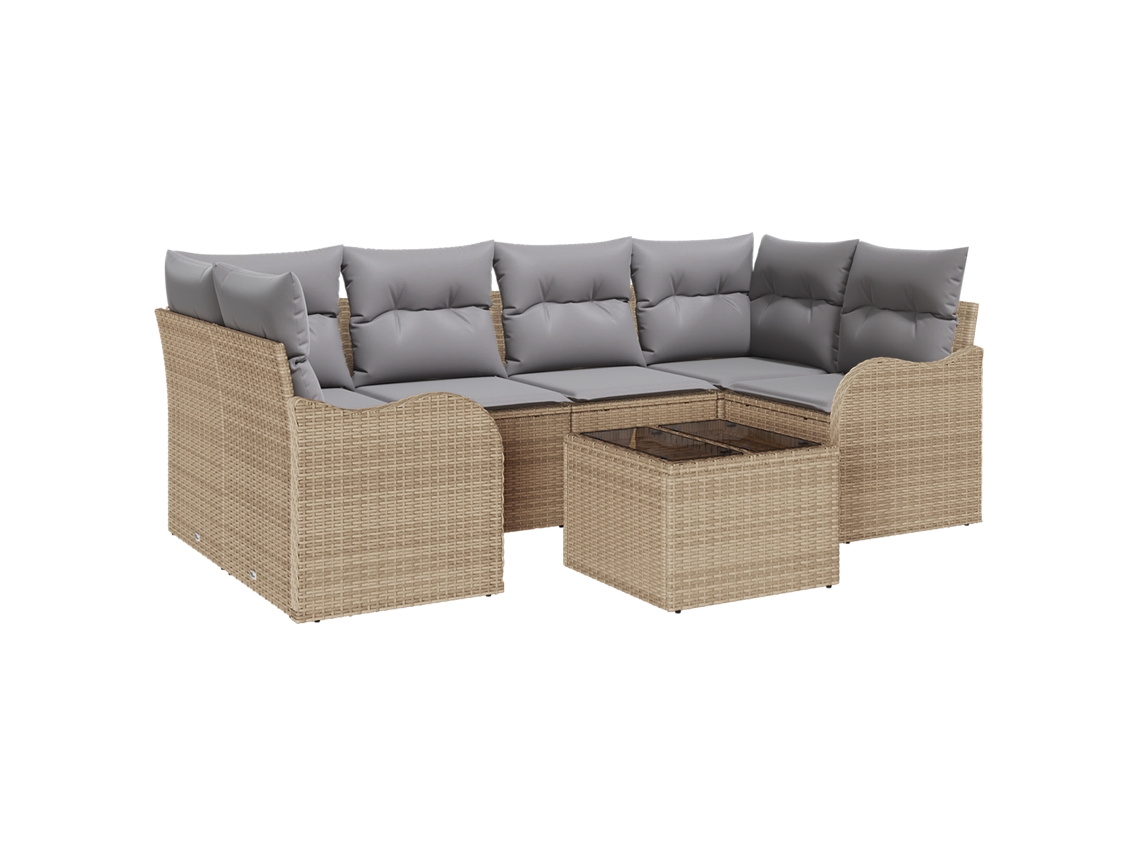 Conjunto 7 Móveis Externos Vidaxl Bege Vime Pe (55 X 55 X 37 Cm)