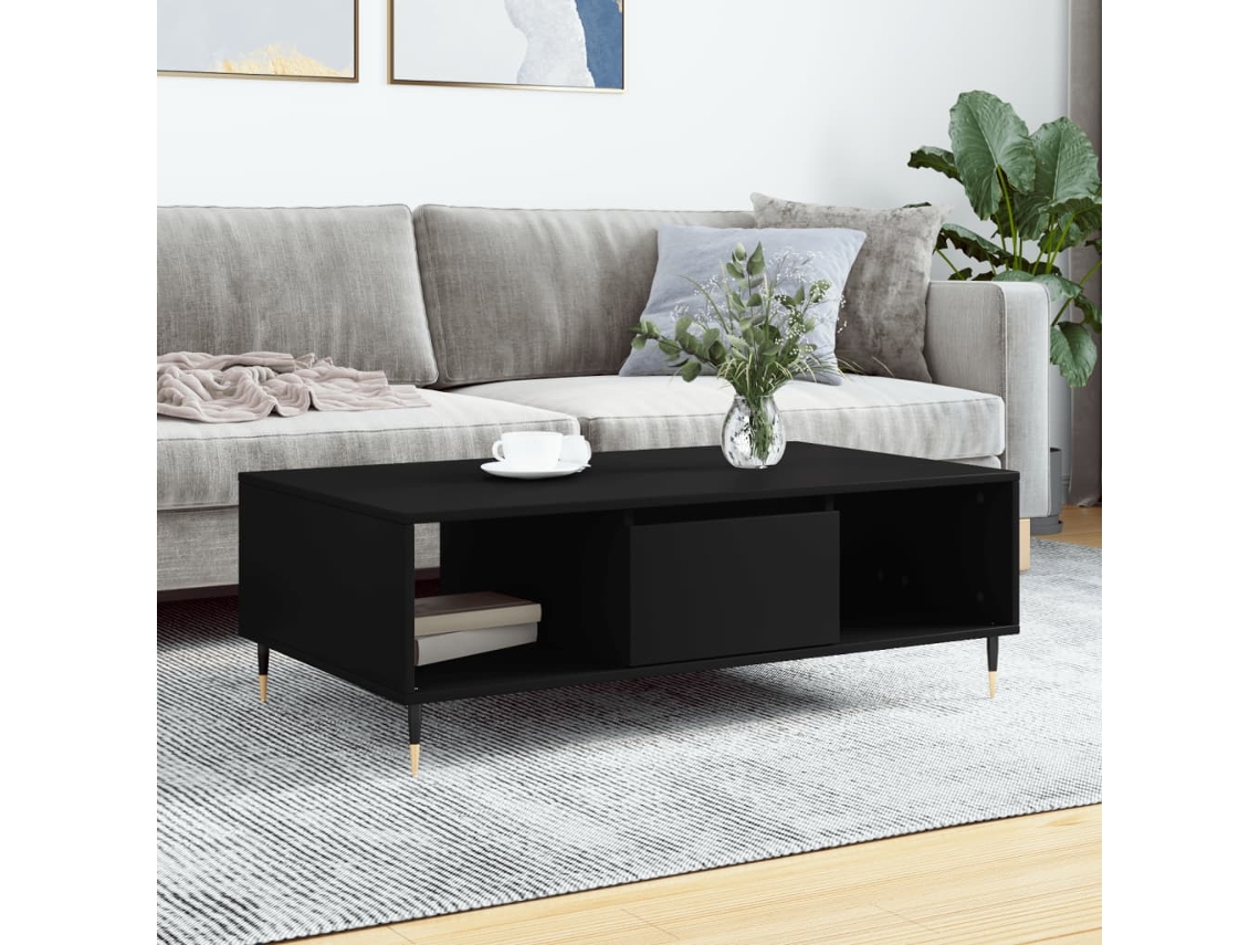 Vidaxl Mesa De Centro 104x60x35 Cm Derivados De Madeira Preto
