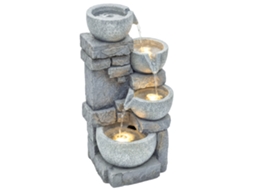 Fonte Jardim Led Cascata 4 Níveis Bomba Ajustável Cinzento