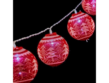 Grinalda de Esferas LED 2 m Árvore de Natal Ø 6 cm Vermelho Branco