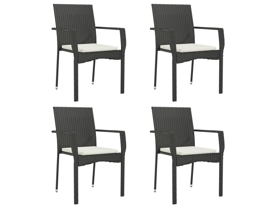 Cadeiras de Jardim com Almofadões 4 Peças Vime Pe Reto MAISON EXCLUSIVE