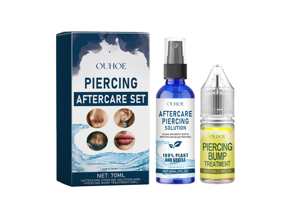 Kit de Cuidado com Piercings Ouhoe Alivia Vermelhidão Inchaço Dor Solução Suave