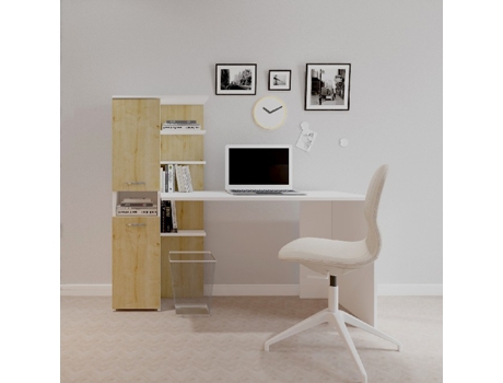 Secretária  HIO8681847175735 Branco e Castanho (60 x 31.5 x 135 cm - Placa de Aglomerado e Metal)