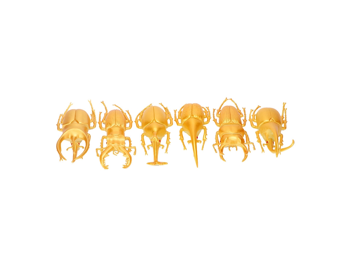 6pcs Modelo De Besouro Simulado Pvc Não Tóxico Brinquedo Props Halloween Dourado