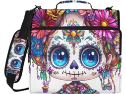 Bolsa Feminina Com Design Fofo De Caveira Mexicana E 3 Argolas, Com Organizador Em Zíper, Resistente À Água, Ideal